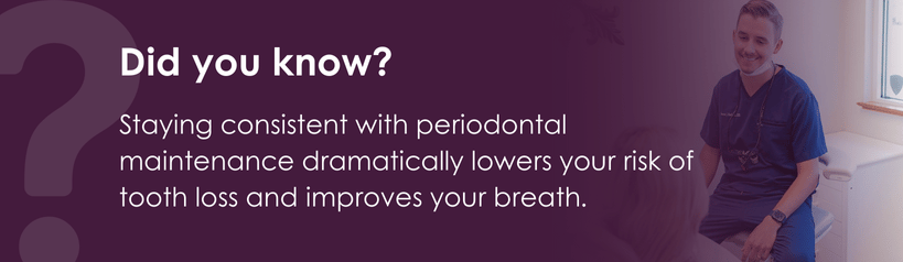 Infographic highlighting benefits of periodontal maintenance for oral health